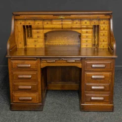 Pamono Edwardian Oak Roll Top Desk