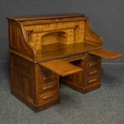 Pamono Edwardian Oak Roll Top Desk