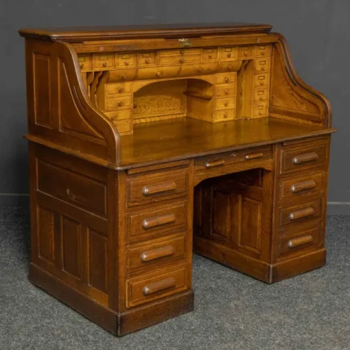 Pamono Edwardian Oak Roll Top Desk