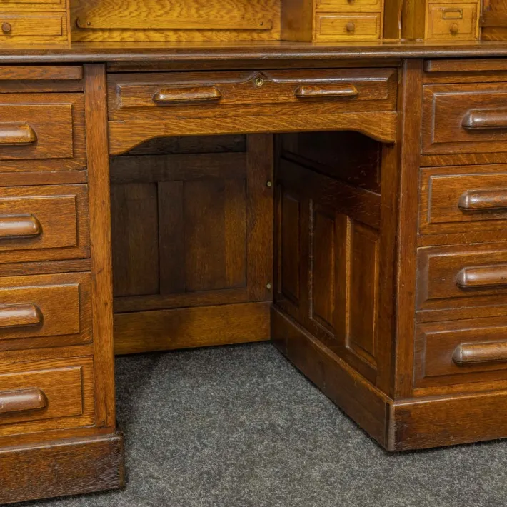 Pamono Edwardian Oak Roll Top Desk