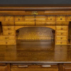 Pamono Edwardian Oak Roll Top Desk