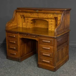 Pamono Edwardian Oak Roll Top Desk