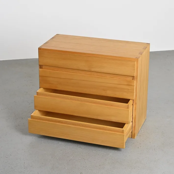 Pamono Elm Chest of Drawers from Maison Regain, France, 1970s