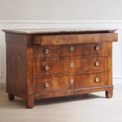 Pamono Empire Biedermeier Chest of Drawers with Marble Best
