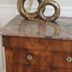 Pamono Empire Biedermeier Chest of Drawers with Marble Best