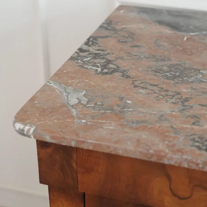 Pamono Empire Biedermeier Chest of Drawers with Marble Best