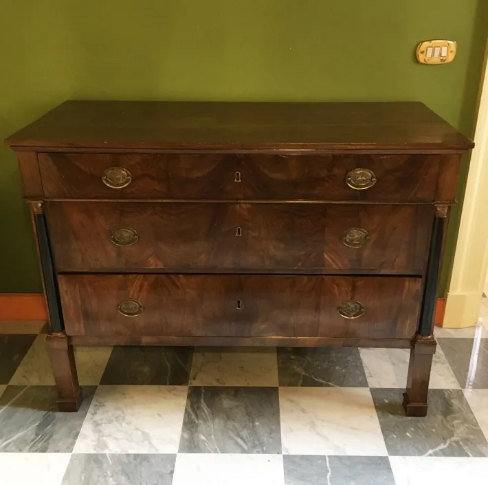 Pamono Empire Chest of Drawers in Walnut with Bronze Details, 18th Century Sale