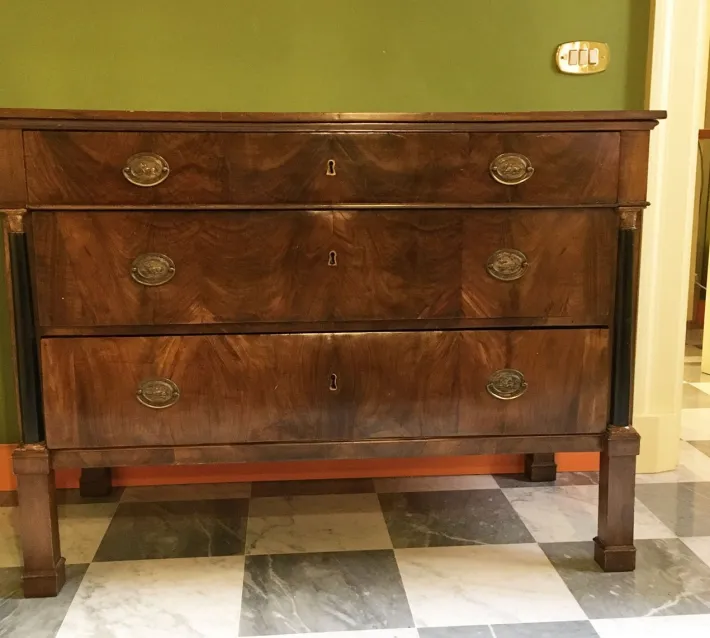 Pamono Empire Chest of Drawers in Walnut with Bronze Details, 18th Century Sale