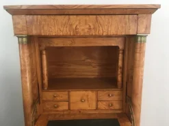 Pamono Empire Clapper Secretaire in Burr Walnut with Detached Columns and Secret Drawer, France, 1850s Hot