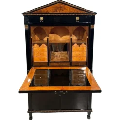 Pamono Empire Secretary in Ebonized Wood, Maple & Ink Painting, Vienna, 1815 Discount