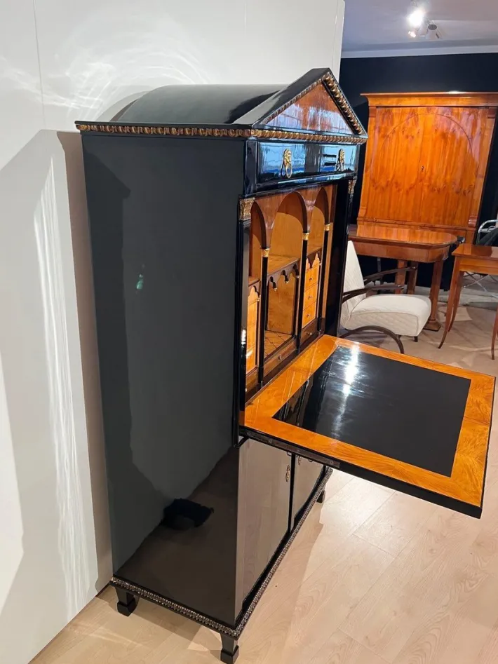 Pamono Empire Secretary in Ebonized Wood, Maple & Ink Painting, Vienna, 1815 Discount