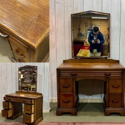 Pamono English Art Deco Dressing Table in Oak New