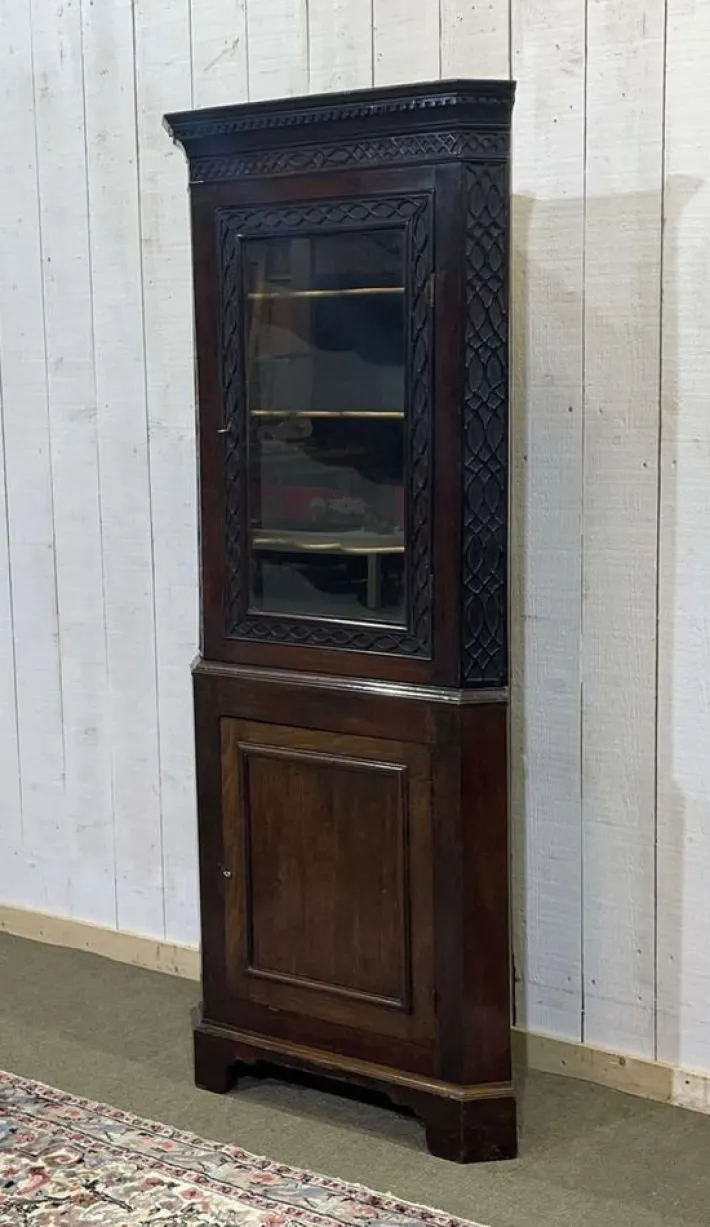 Pamono English Corner Cabinet in Walnut, Mahogany and Oak, 19th Century