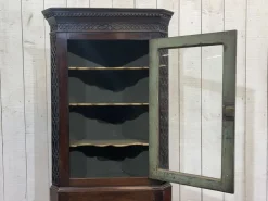 Pamono English Corner Cabinet in Walnut, Mahogany and Oak, 19th Century