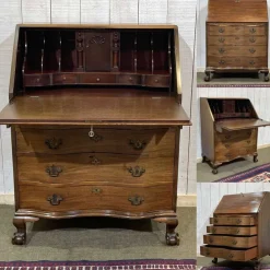 Pamono English Curved Mahogany Back Desk, 1930s Discount