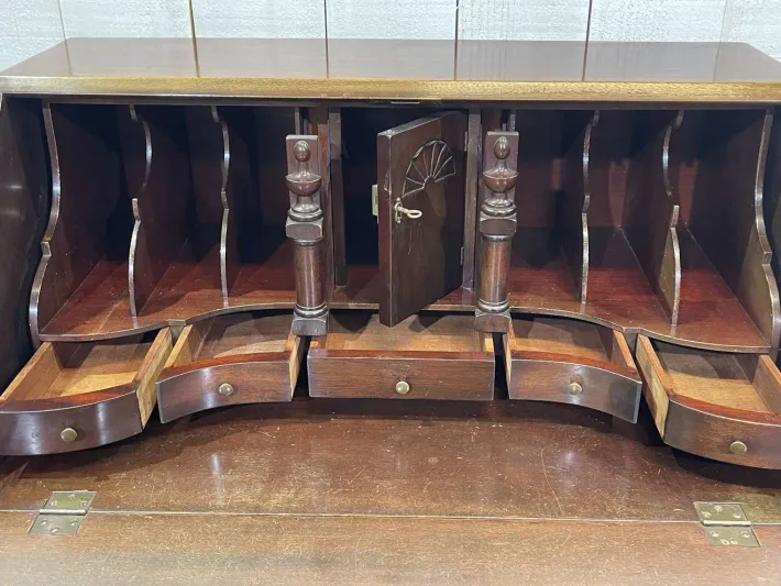 Pamono English Curved Mahogany Back Desk, 1930s Discount