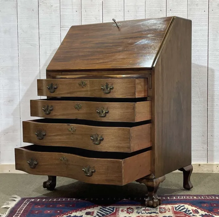 Pamono English Curved Mahogany Back Desk, 1930s Discount