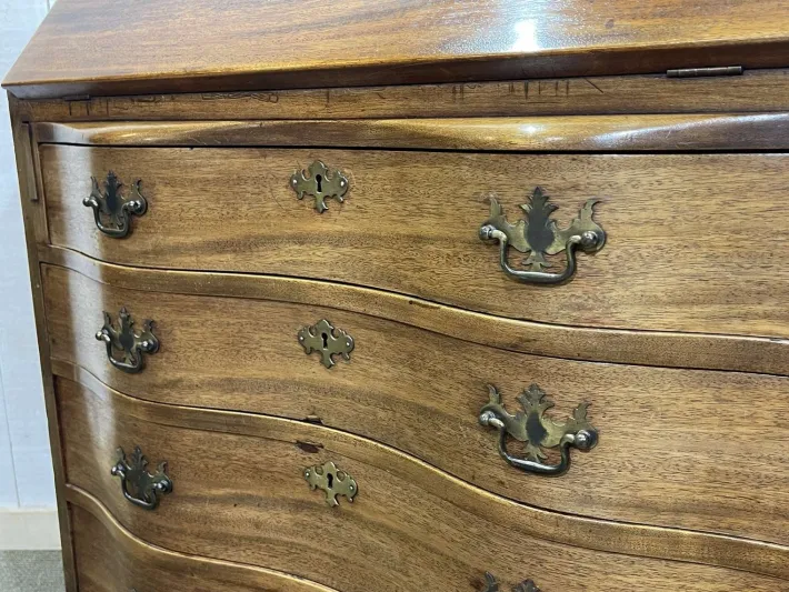 Pamono English Curved Mahogany Back Desk, 1930s Discount