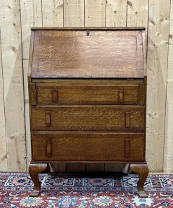 Pamono English Donkey Desk in Oak and Leather Top, 1950s