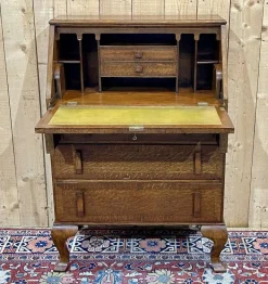 Pamono English Donkey Desk in Oak and Leather Top, 1950s
