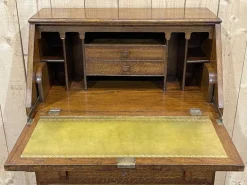 Pamono English Donkey Desk in Oak and Leather Top, 1950s
