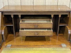 Pamono English Donkey Desk in Oak and Leather Top, 1950s