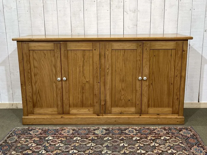 Pamono English 4-Door Fir Sideboard, 1950s Clearance