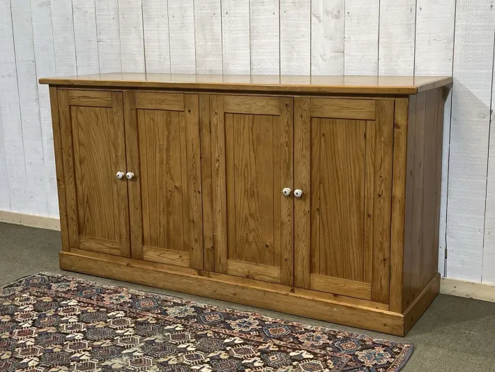 Pamono English 4-Door Fir Sideboard, 1950s Clearance