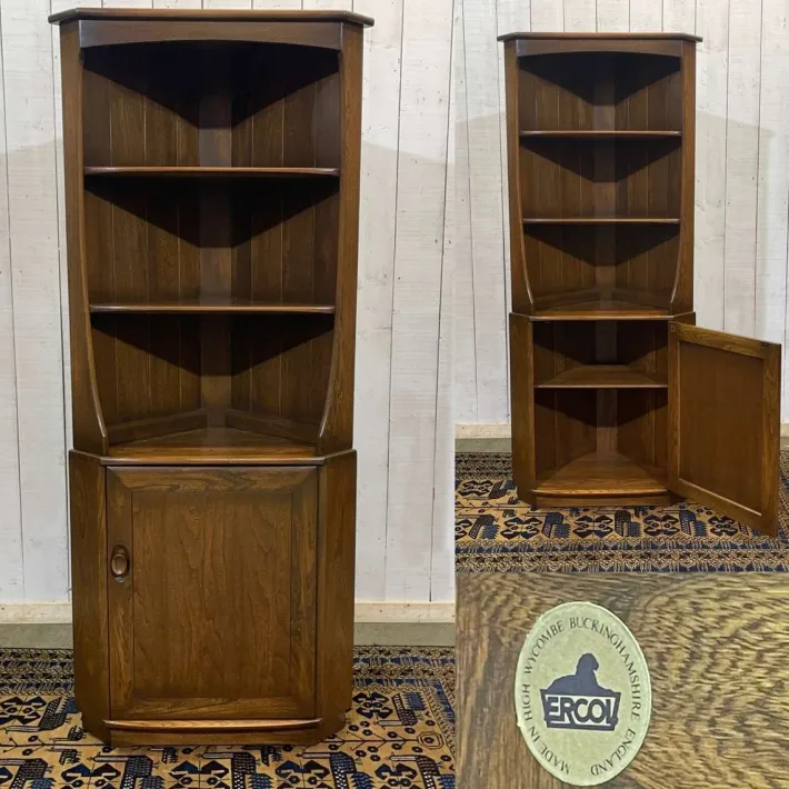 Pamono English Elm Corner Cabinet from Ercol, 1970s