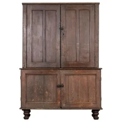 Pamono English Georgian Country Scrumble Grained Pine Housekeepers Cupboard, 1800s Best