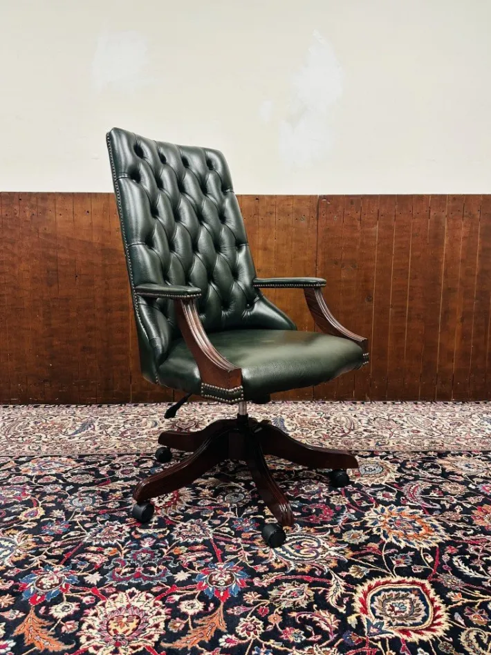 Pamono English Green Chesterfield Office Chair Discount