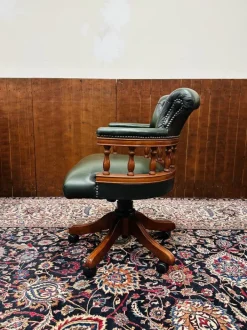 Pamono English Green Leather Captain's Chair Sale