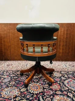 Pamono English Green Leather Captain's Chair Sale