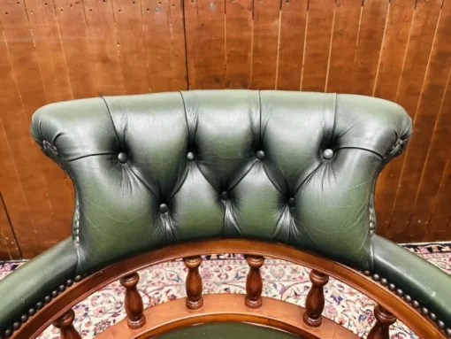 Pamono English Green Leather Captain's Chair Sale