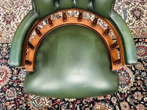 Pamono English Green Leather Captain's Chair Sale