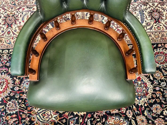 Pamono English Green Leather Captain's Chair Sale