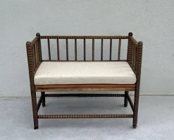 Pamono English Jacobean Style Bobbin Wood Bench, 1920s