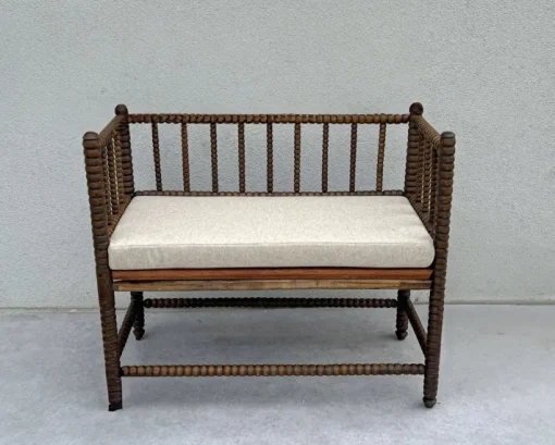 Pamono English Jacobean Style Bobbin Wood Bench, 1920s