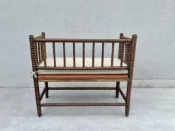 Pamono English Jacobean Style Bobbin Wood Bench, 1920s