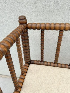 Pamono English Jacobean Style Bobbin Wood Bench, 1920s