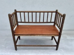Pamono English Jacobean Style Bobbin Wood Bench, 1920s