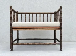 Pamono English Jacobean Style Bobbin Wood Bench, 1920s