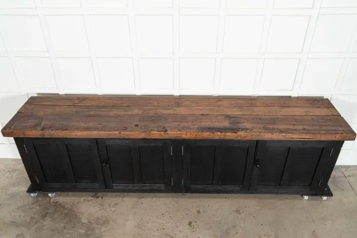Pamono English Monumental Ebonised Pine Dresser Base, 19th Century Discount