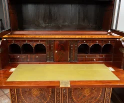 Pamono English Sideboard Bookcase in Mahogany Feather with Maple Inlay Grafts, 19th Century Clearance