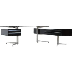 Pamono Executive Corner Desk in Mahogany and Glass from Abbondinterni, Italy, 1970s Outlet