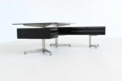 Pamono Executive Corner Desk in Mahogany and Glass from Abbondinterni, Italy, 1970s Outlet