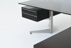 Pamono Executive Corner Desk in Mahogany and Glass from Abbondinterni, Italy, 1970s Outlet