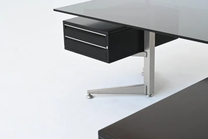 Pamono Executive Corner Desk in Mahogany and Glass from Abbondinterni, Italy, 1970s Outlet