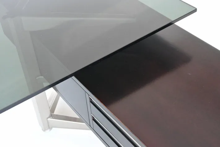 Pamono Executive Corner Desk in Mahogany and Glass from Abbondinterni, Italy, 1970s Outlet
