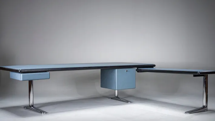 Pamono Executive Writing Desk in Oak and Leather by Warren Platner for Knoll, 1960s New